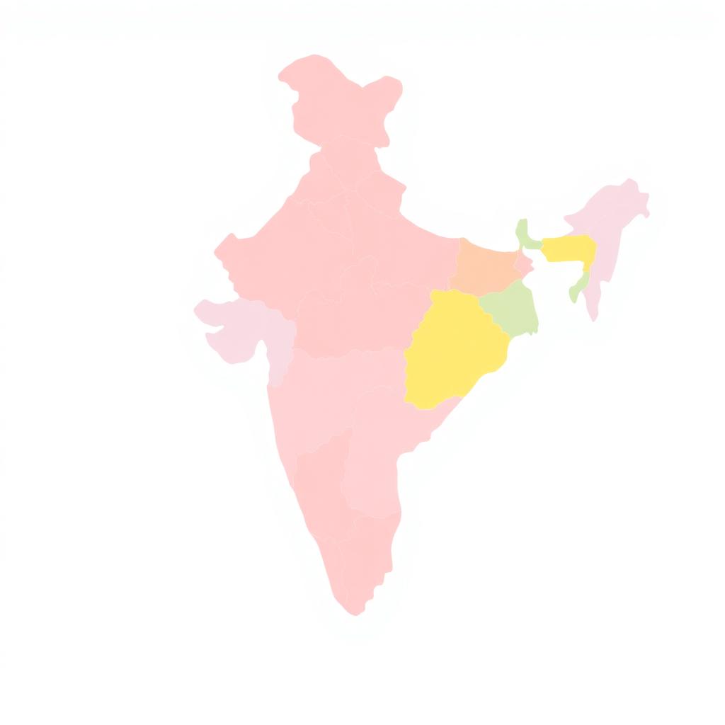 Colourful illustrated map of India with each state shaded in a different pastel tone